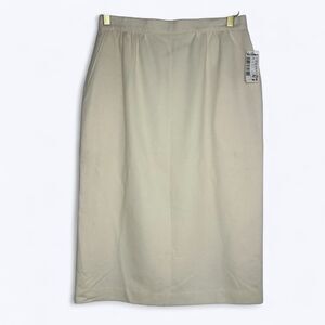 Vintage Koret 100% Wool Pencil Skirt Womens Sz 12 Cream Ivory Office Career READ
